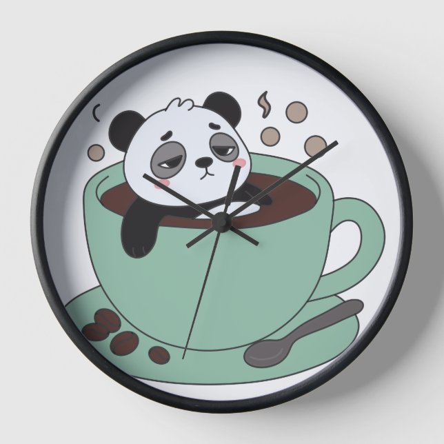 Horloge Cute Panda In Coffee Cup Coffee Lover Gift (Recto)
