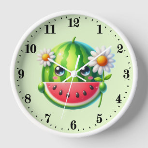 Horloge Cute pastèque amoureux cuisine