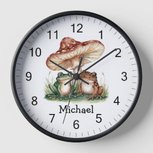 Horloge Cute personnalisée tendance Happy Frog et Champign