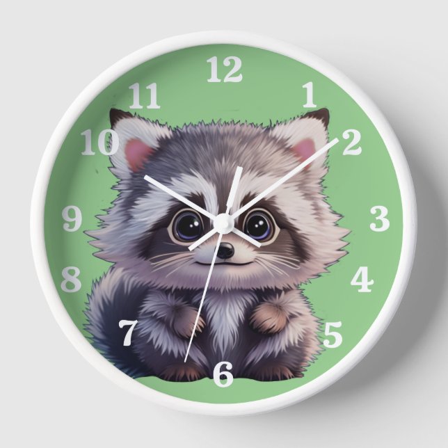 Horloge Cute raccoon animaux de forêt amis de forêt (Recto)