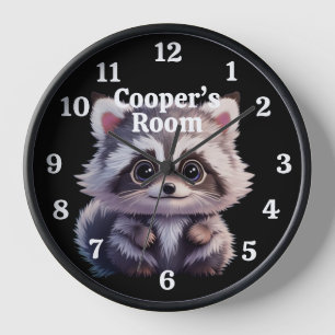 Horloge Cute raccoon animaux de forêt amis de forêt