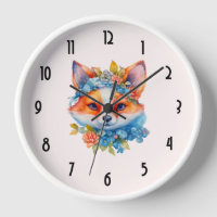 Cute Renard orange avec Couronne florale