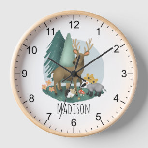 Horloge Cute Rustic Forêt Animaux Baby Nursery