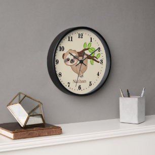 Horloge cute sloth lovers animal add name large clock