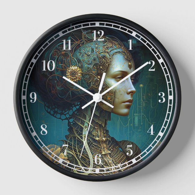 Horloge Cyborg Femme Imaginaire Sci-Fi Art (Recto)