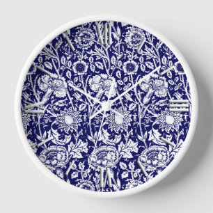 Horloge Damassé, marine et blanc d'oeillet de Nouveau