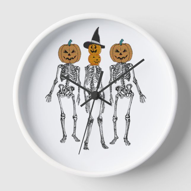 Horloge Dancing Skeleton Citrouille Head Funny Halloween (Recto)