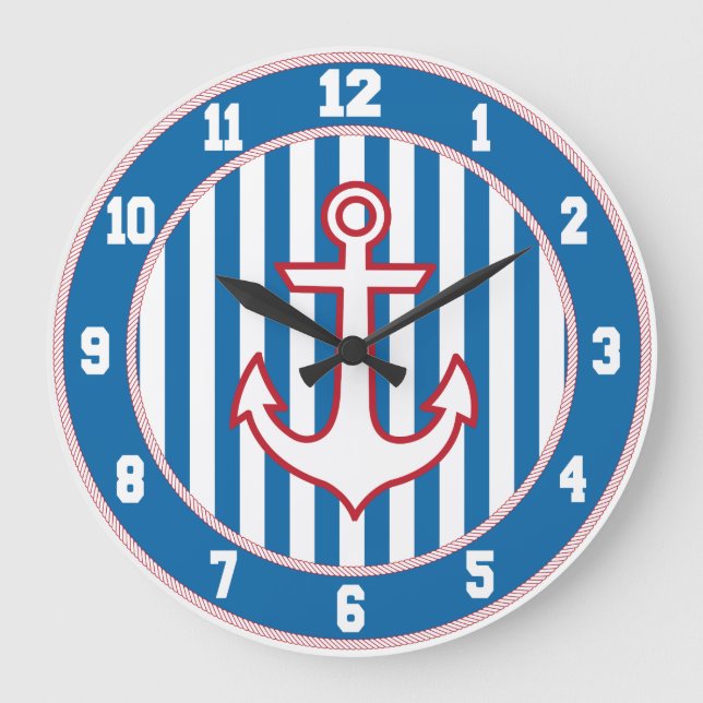 Horloge d'Ancre marine rouge blanc et bleu (Recto)