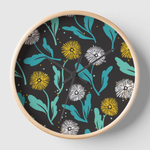 Horloge Dandelion de printemps Fleurs et design Feuille