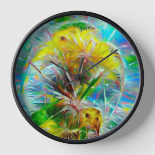 Horloge Dandelions Ethereal dans Neon Dreamscape