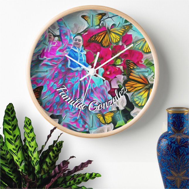 Horloge Danse avec Fleurs et Papillons PV01 (Créateur téléchargé)
