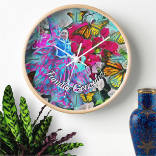 Horloge Danse avec Fleurs & Papillons PV01