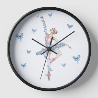Horloge Danse d'aquarelle ballerine en robe rouge