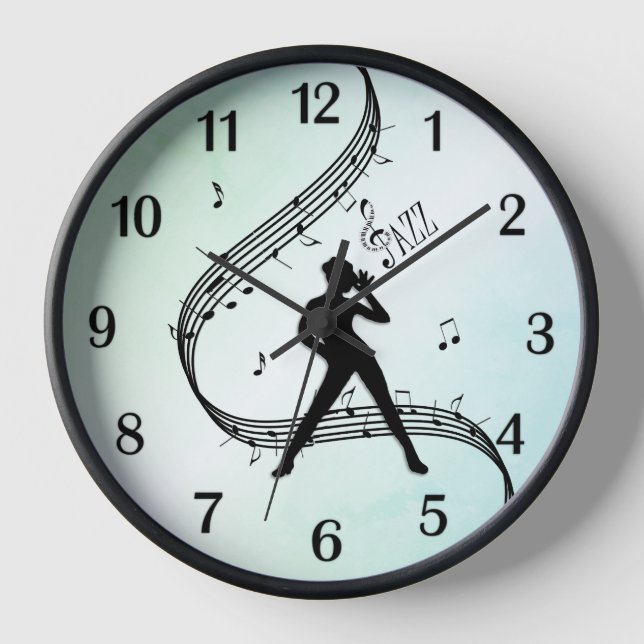 Horloge Danse Jazz Menthe Noir Chiffres (Recto)