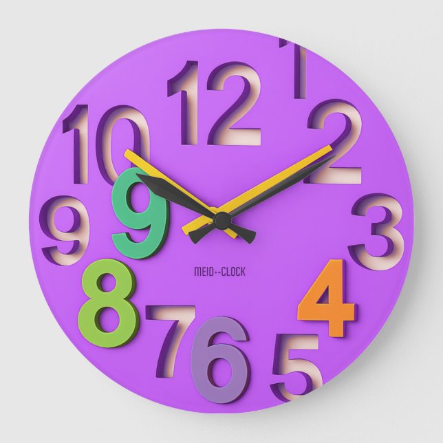 Horloge d'apprentissage colorée avec fond violet (Recto)