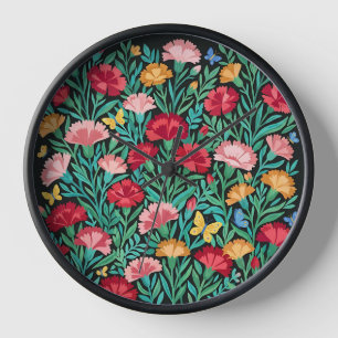 Horloge d'art abstrait aux oeillets scandinaves