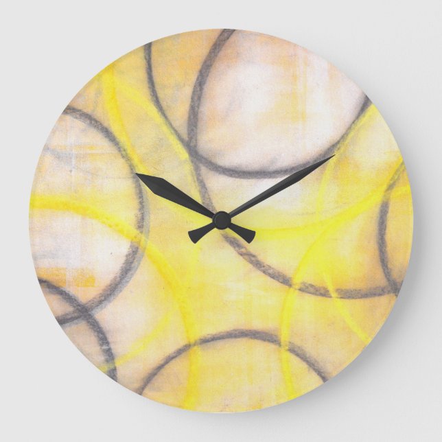 Horloge d'art Abstrait gris et jaune (Recto)