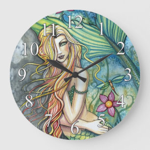 Horloge d'art de fantaisie de sirène colorée