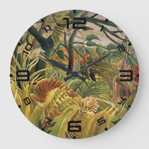 Horloge d'art du tigre de la tempête de la jungle