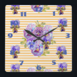 Horloge d'art floral Pensées Jaune Shabby Chic<br><div class="desc">Horloge d'art floral Pensées Jaune Shabby Chic. Conçue à partir de mon art original à l'aquarelle.</div>