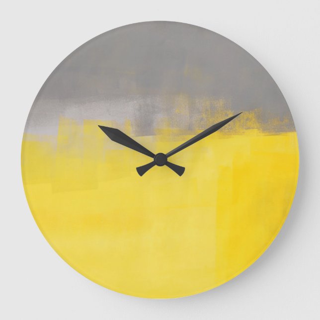 Horloge d'art gris et jaune "Une simple Abstraite" (Recto)