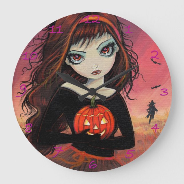 Horloge d'art Halloween Feu d'Automne (Recto)