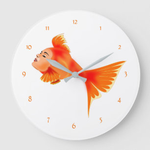 Horloge d'art pour les filles de poisson - Couleur