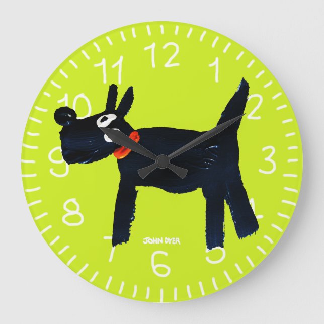 Horloge d'art vert : John Dyer Scotty Chien (Recto)