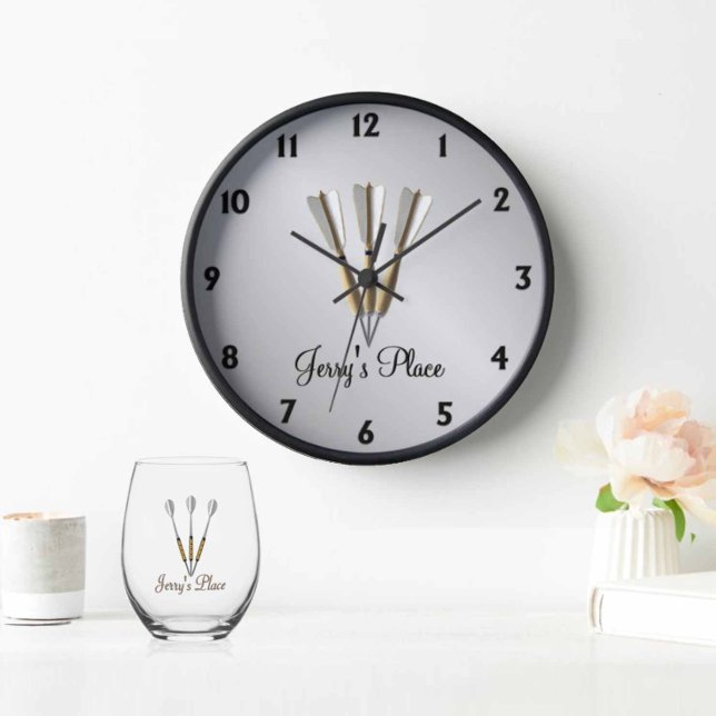 Horloge Darts Design Argent texté (Créateur téléchargé)