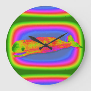 horloge de baleine psychédélique souriante