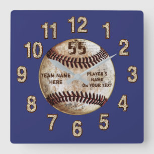 Horloge de baseball personnalisée, VOTRE TEXTE et 