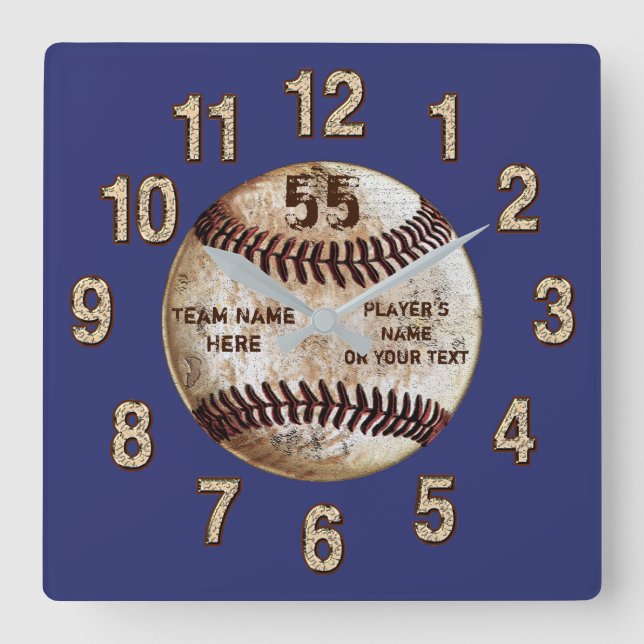 Horloge de baseball personnalisée, VOTRE TEXTE et  (Recto)