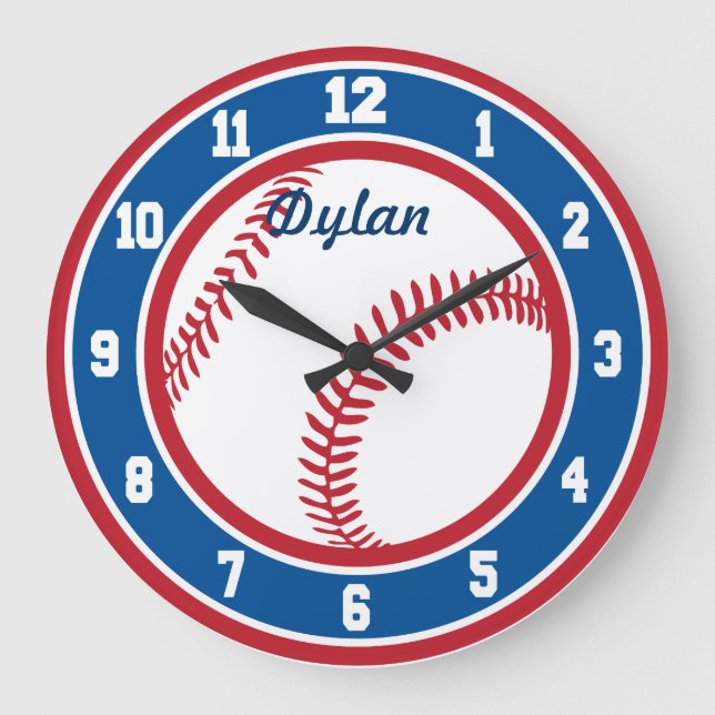 Horloge de baseball rouge blanc et bleu (Recto)