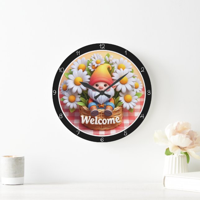Horloge de bienvenue gnome mignon Daisy (Maison)