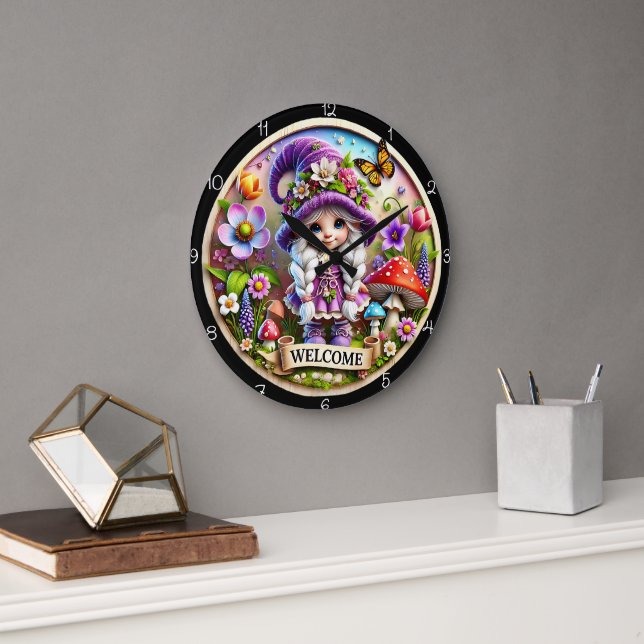 Horloge de Bienvenue pour Jardin de Gnome Fantaisi (Bureau)