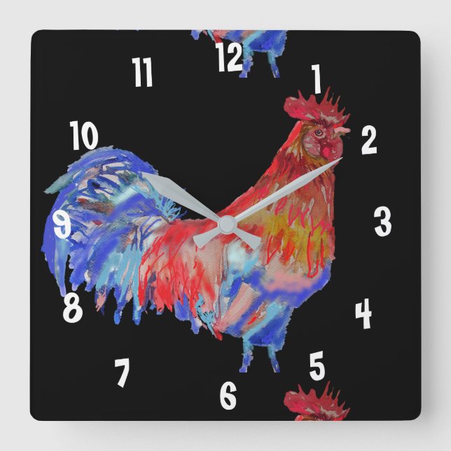 Horloge de bureau de l'homme du poulet en aquarell (Recto)