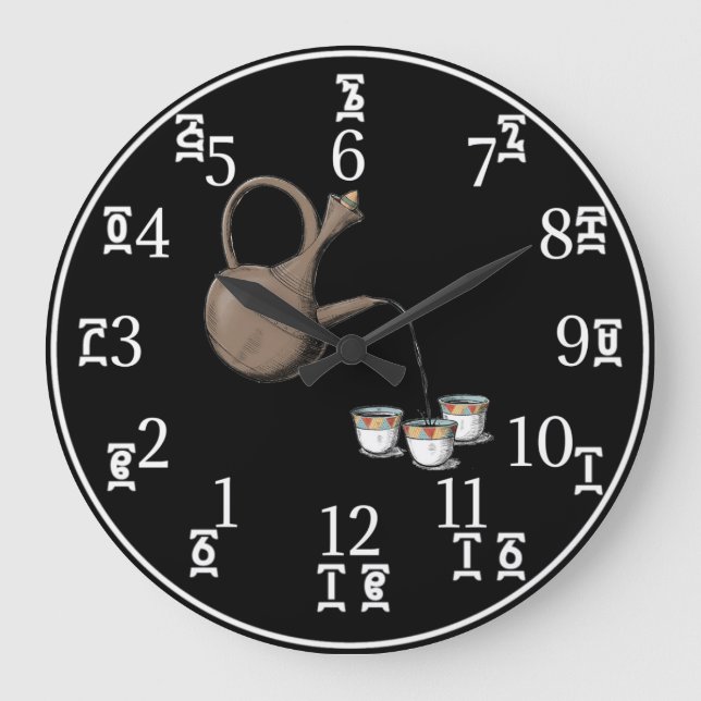 Horloge de café éthiopienne - Numéros Amharique-An (Recto)