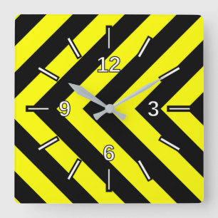 Horloge de Carré Motif noir et jaune semblable à C
