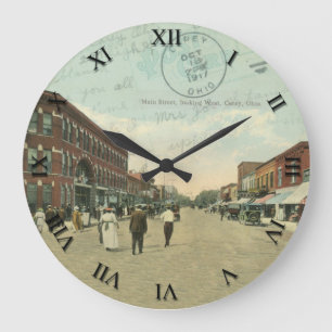 Horloge de carte postale de Carey Ohio - rue