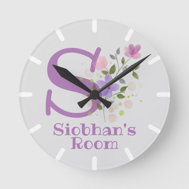 Horloge de chambre pour enfants avec nom et initia (Recto)