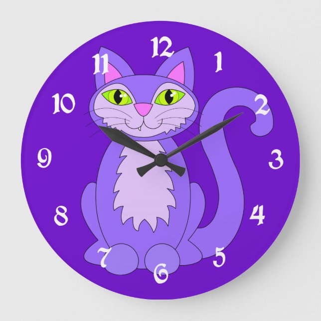Horloge de chat mauve Snaggletooth (Recto)