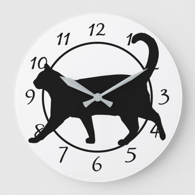 Horloge de chat noir et blanc (Recto)
