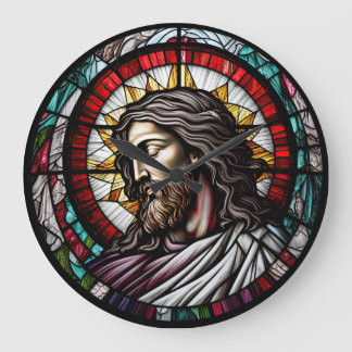 Horloge de conception Jésus en verre tendu