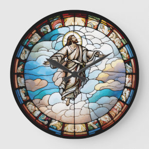 Horloge de conception Jésus en verre tendu