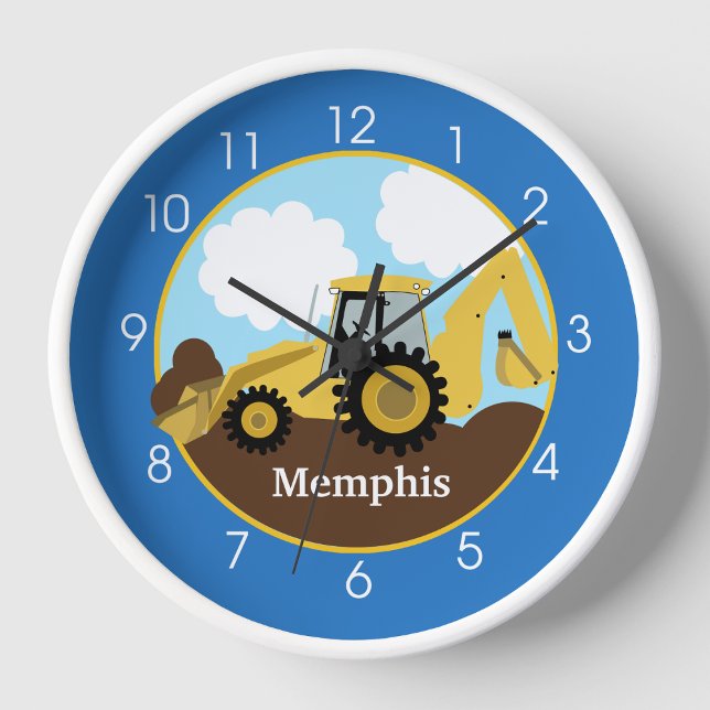 Horloge de construction du backhoe - Ajouter un no (Backhoe Construction Personalized Wall Clock )