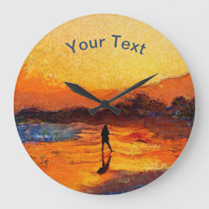 Horloge de coucher de soleil sur la plage personna