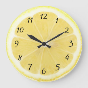 Horloge de cuisine au citron jaune