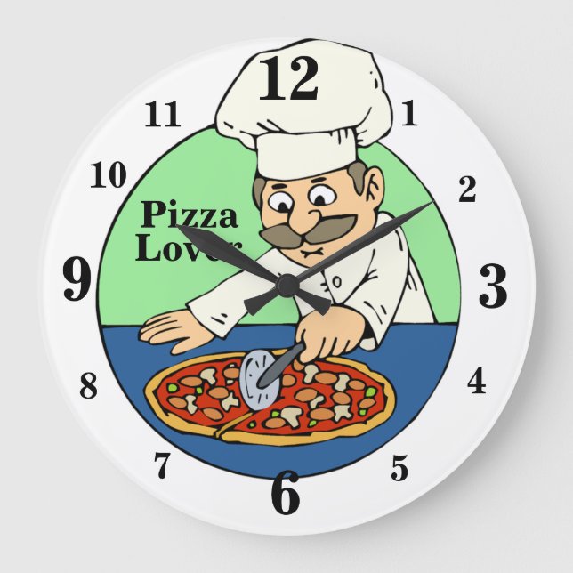 Horloge de cuisine d'amant de pizza avec des (Recto)