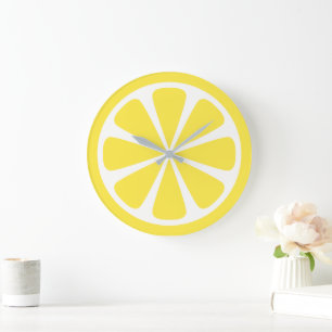 Horloge de cuisine jaune brillant à la tranche de
