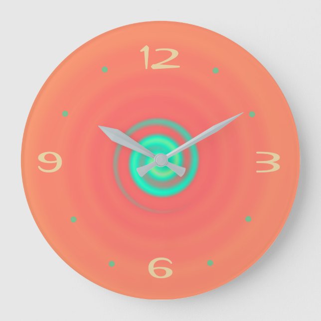 Horloge de cuisine Orange avec Tourbillon Vert Lim (Recto)
